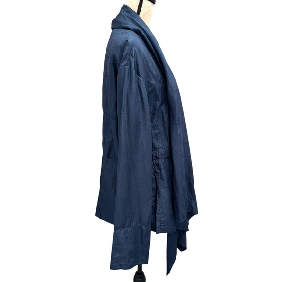 PURE DKNY BLUE SILK WATERFALL FRONT OPEN JACKET COAT - Picture 5 of 13
